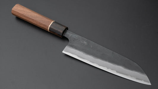 Hitohira Tosa Kurouchi Blue #2 Santoku 170mm Walnut Handle (Ziricote Ferrule)