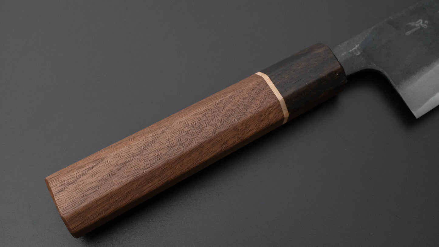 Hitohira Tosa Kurouchi Blue #2 Santoku 170mm Walnut Handle (Ziricote Ferrule)