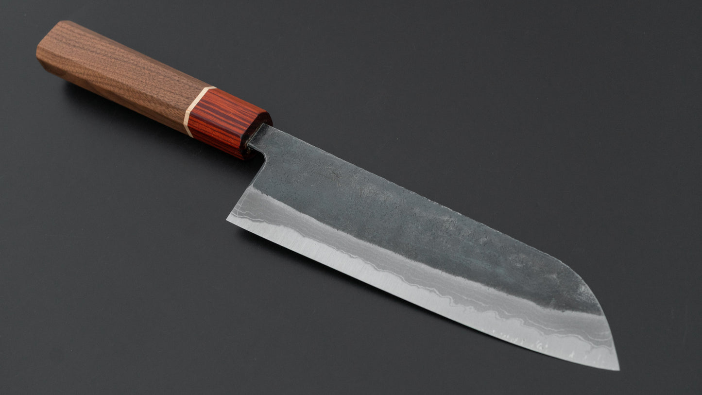 Hitohira Echizen NB White #2 Kurouchi Damascus Santoku 170mm Walnut Handle (Rengas Ferrule)