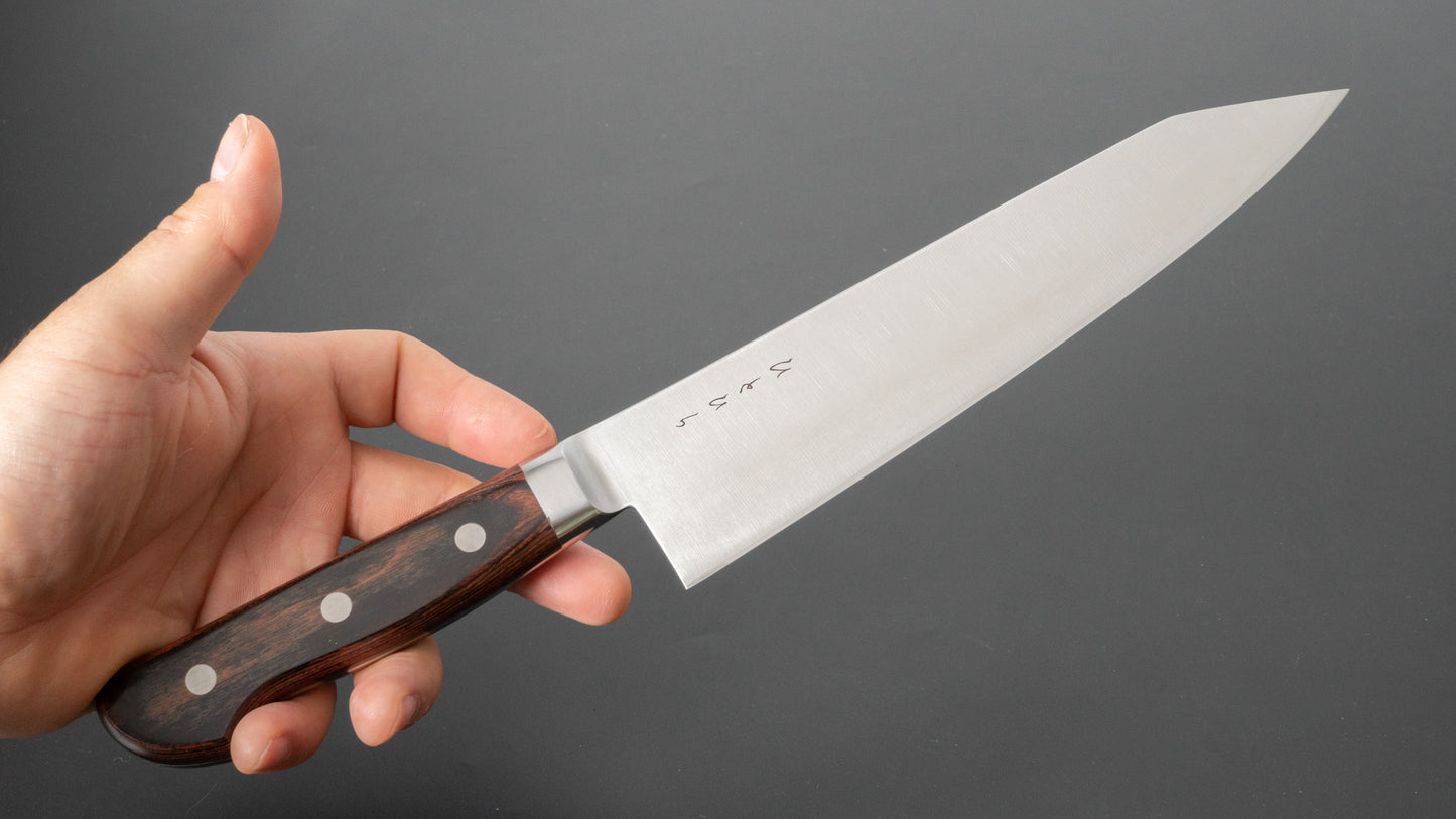 Hitohira KH roestvrij Kiritsuke Gyuto 210 mm imitatie mahoniehouten handvat