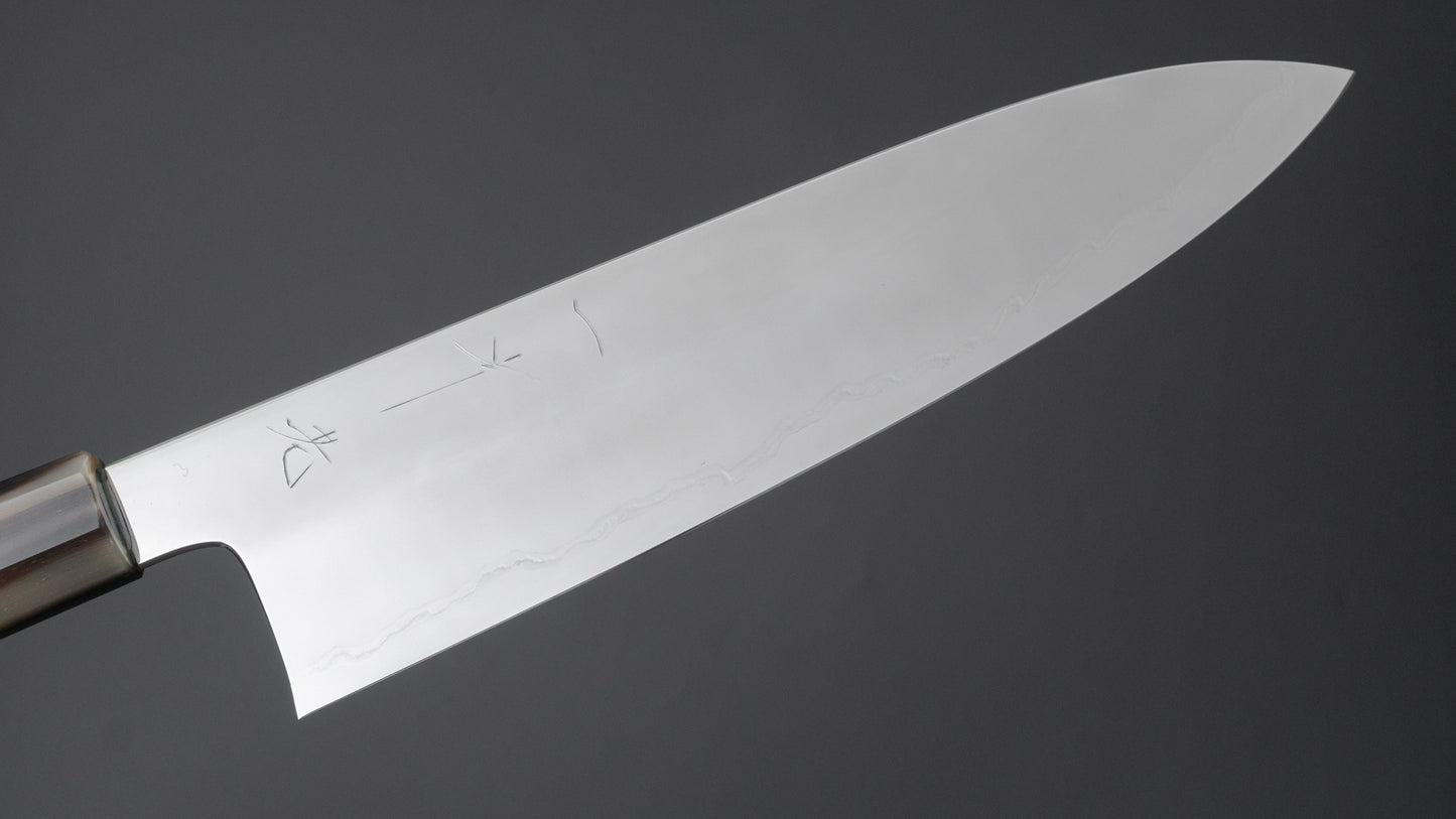 Hitohira Kikuchiyo Rou Silver #3 Fully Mirror Polished Gyuto 210mm Ebony Handle