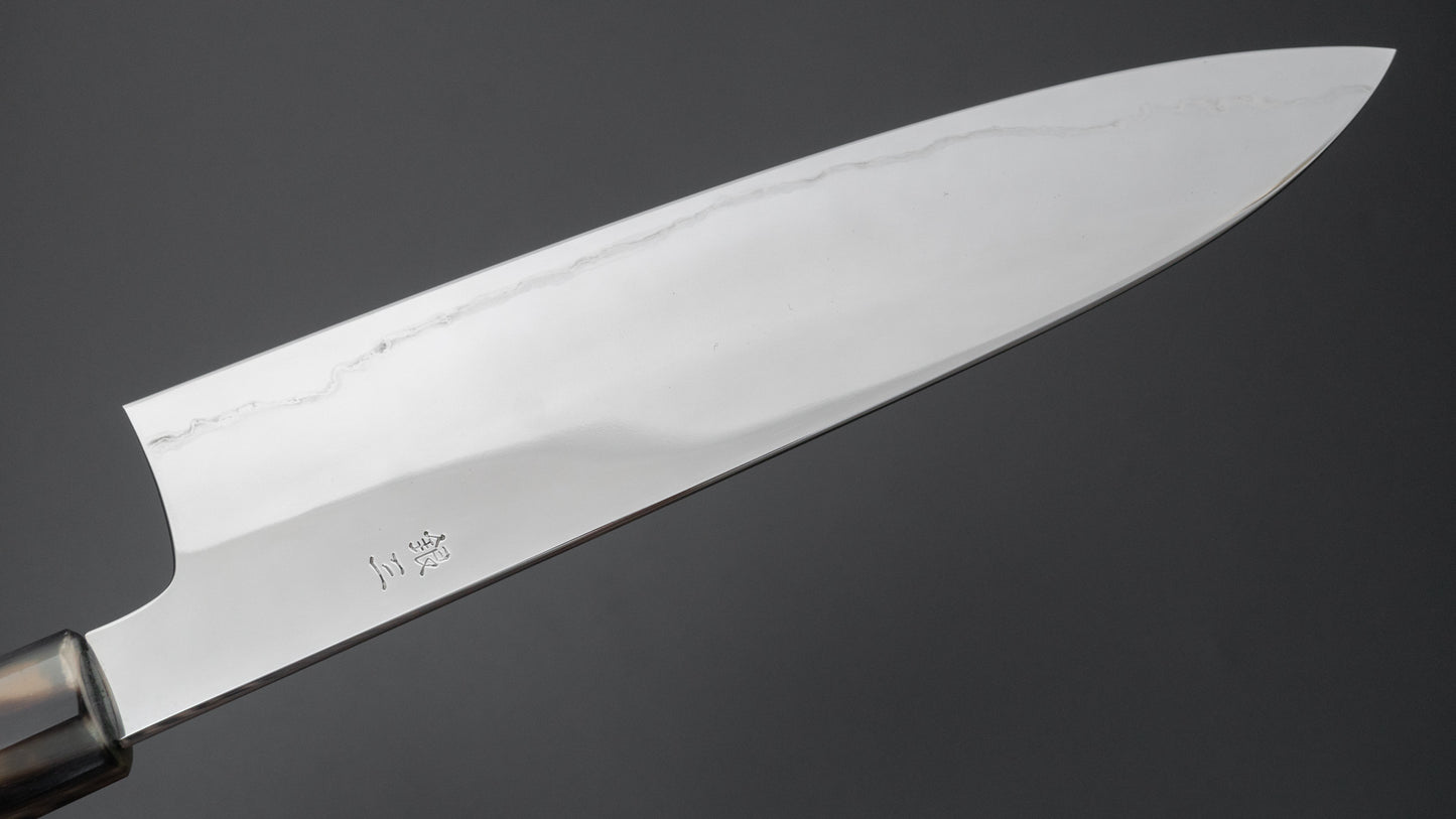 Hitohira Kikuchiyo Rou Silver #3 Fully Mirror Polished Gyuto 210mm Ebony Handle