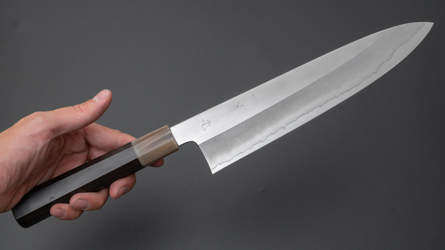 Hitohira Kikuchiyo Rou Silver #3 Mirror Polished Gyuto 240mm Ebony Handle