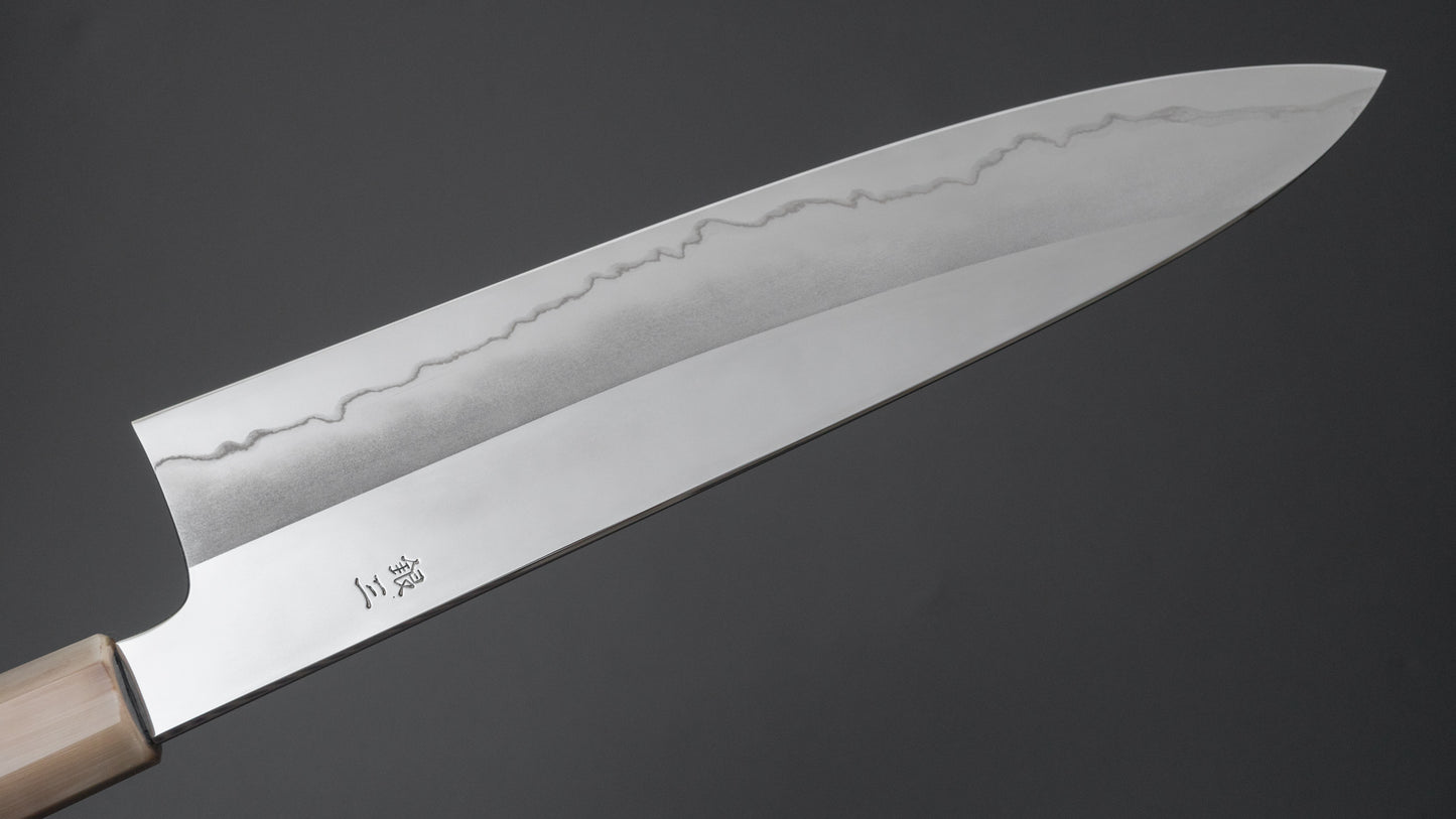 Hitohira Kikuchiyo Rou Silver #3 Mirror Polished Gyuto 240mm Ebony Handle