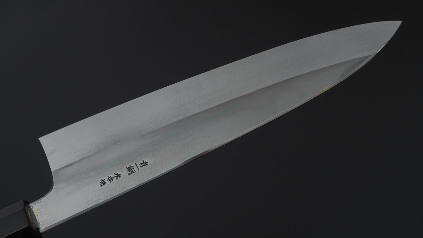 Hitohira Togashi Blue #1 Notaremon Mizu Honyaki Gyuto 240mm Kurokaki Persimmon Handle (#115/ Saya)