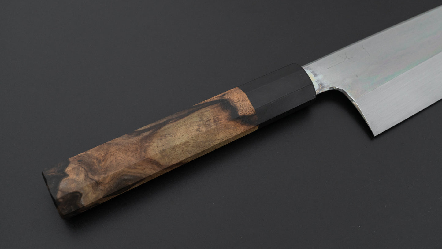 Hitohira Togashi Blue #1 Notaremon Mizu Honyaki Gyuto 240mm Kurokaki Persimmon Handle (#115/ Saya)