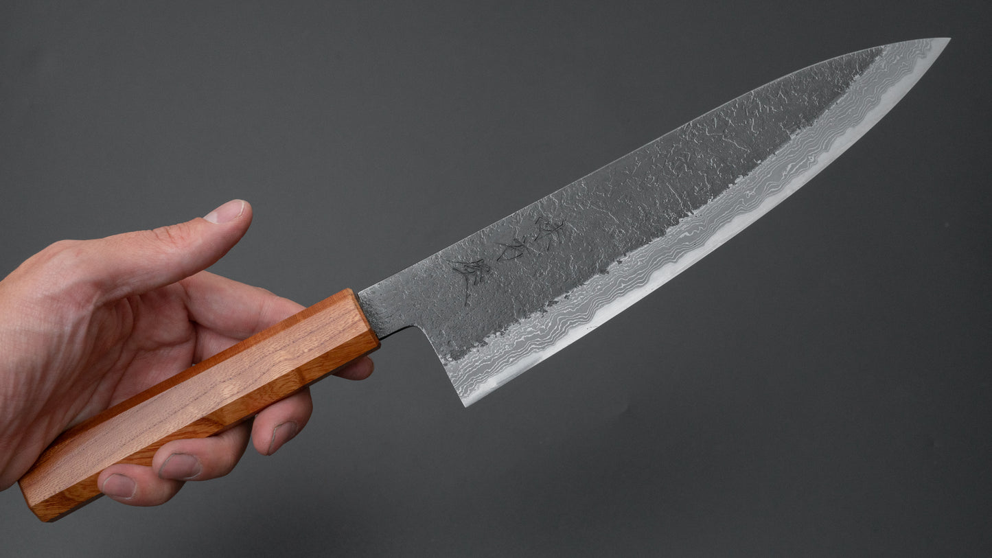 Ajikataya White #2 Nashiji Damascus Gyuto 210mm Keyaki Zelkova Handle