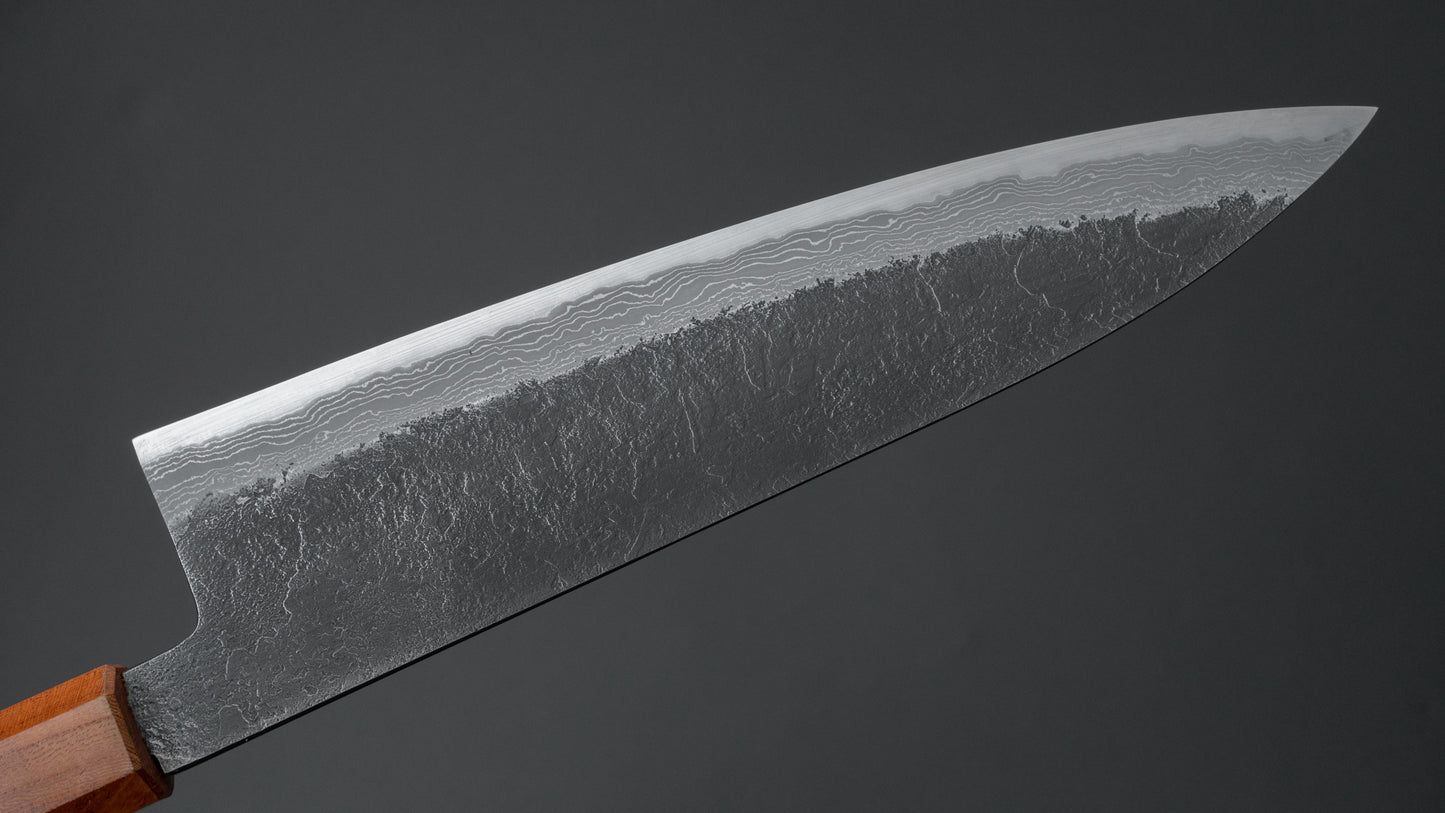 Ajikataya White #2 Nashiji Damascus Gyuto 210mm Keyaki Zelkova Handle