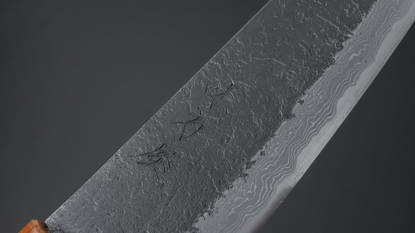 Ajikataya White #2 Nashiji Damascus Gyuto 210mm Keyaki Zelkova Handle