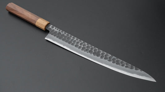 Ajikataya White #2 Tsuchime Damascus Sujihiki 270mm Walnut Handle