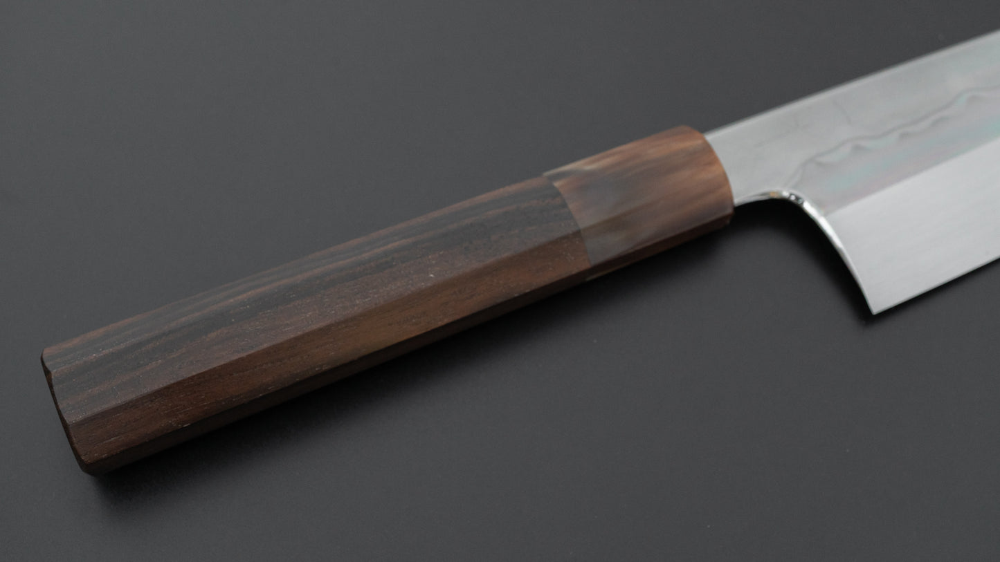 Hitohira Togashi White #1 Sanbonsugi Mizu Honyaki Gyuto 240mm Taihei Makassar Ebony Handle (#127/ Saya)