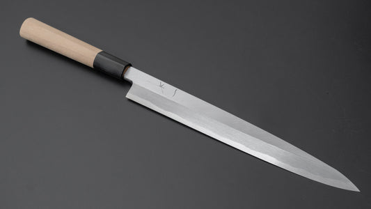 Hitohira Tanaka Manzo Blue #1 Yanagiba 240 mm Ho houten handvat (D-vorm/ Saya)