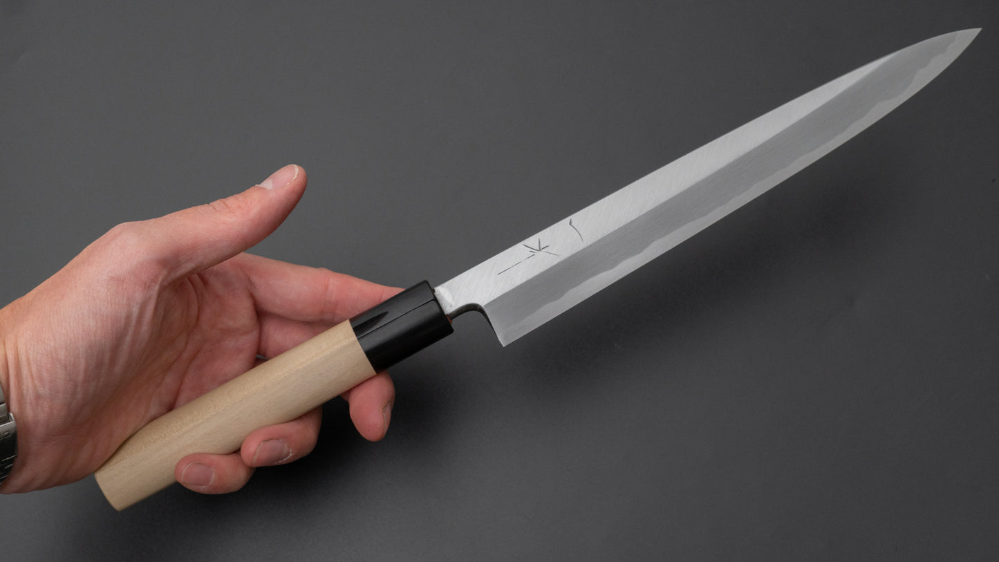 Hitohira Tanaka Manzo Blue #1 Yanagiba 210mm Ho Wood Handle (D-Shape/ Saya)