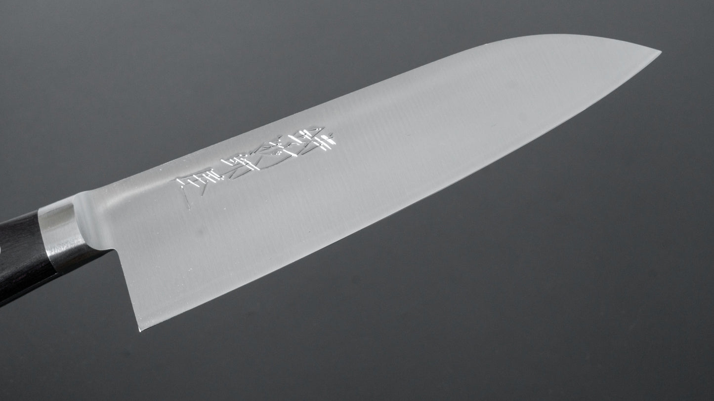 Hitohira Imojiya Blue #2 Stainless Clad Santoku 165mm Pakka Handle