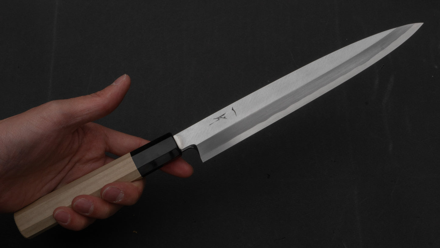 Hitohira Kikuchiyo Manzo Blue #2 Yanagiba 210mm Ho Wood Handle (Saya)