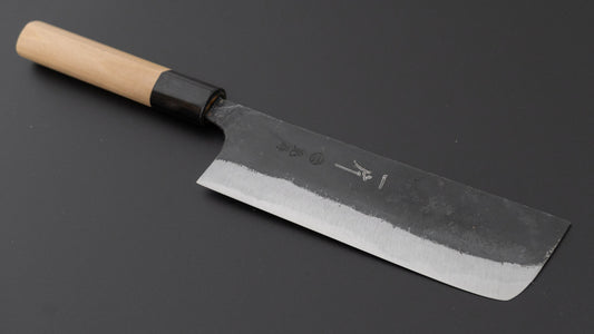 Hitohira Onihiro Blue #1 Nakiri 135mm Ho Wood Handle (D-Shape)