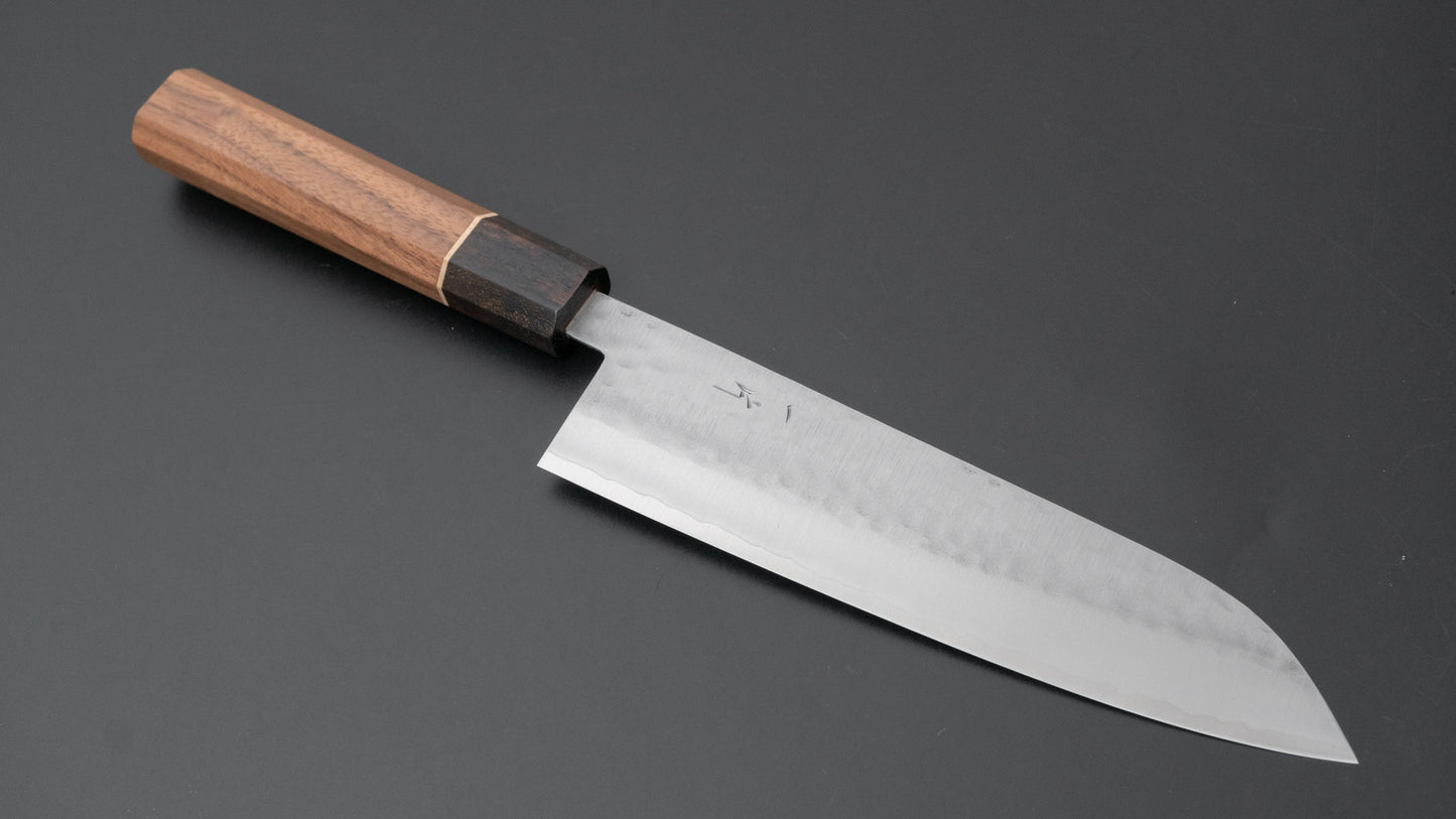 Hitohira NM Tsuchime Gyuto 180 mm walnoot handvat (Ziricote ferrule)