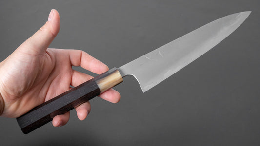 Hitohira Tanaka Yohei Blue #1 Kasumi Gyuto 210 mm ebbenhouten handvat