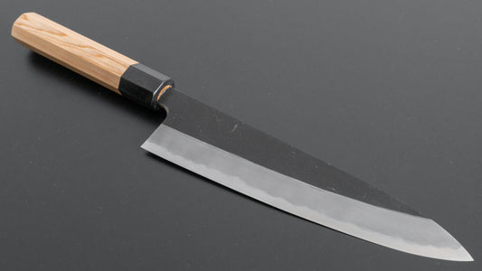 Hitohira Tanaka Kyuzo Blauw #1 Kurouchi Gyuto 210 mm Yakusugi cederhouten handvat