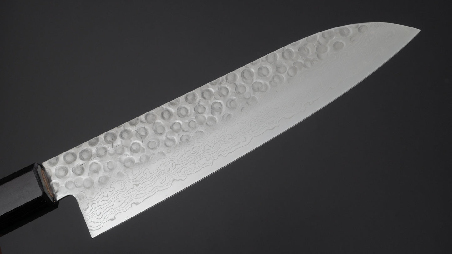 Hitohira HG Tsuchime Damascus Santoku walnoot handvat