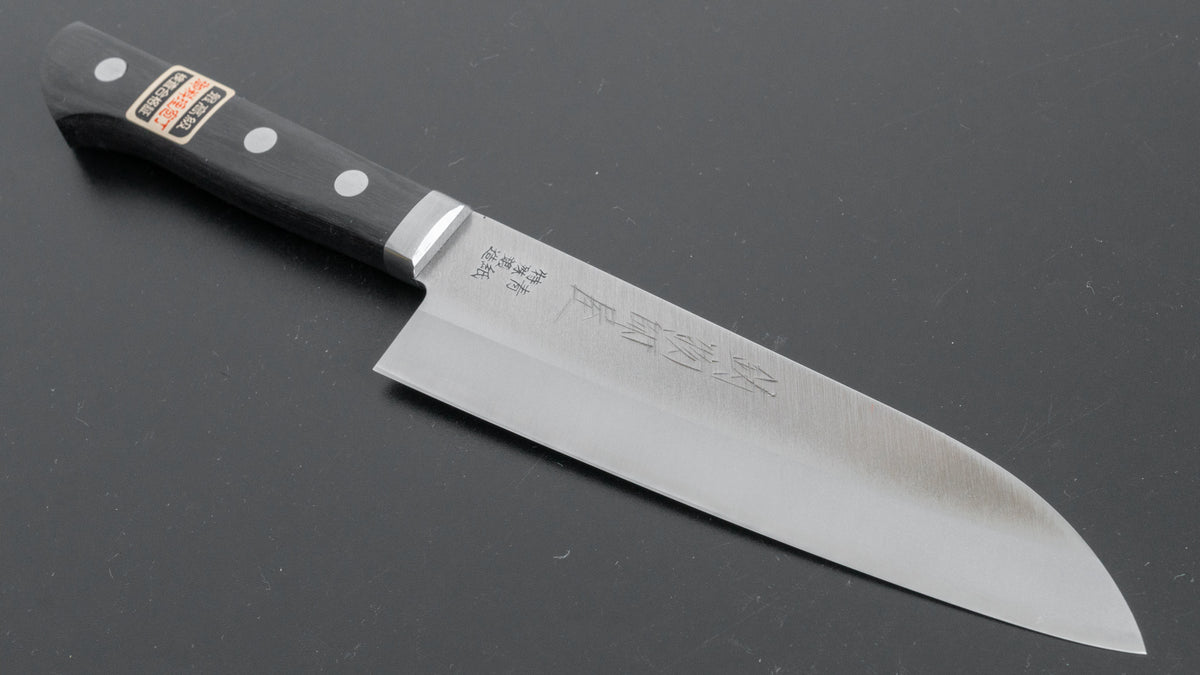Hitohira Imojiya MZ Blue #2 Stainless Clad Santoku 145mm Pakka Handle