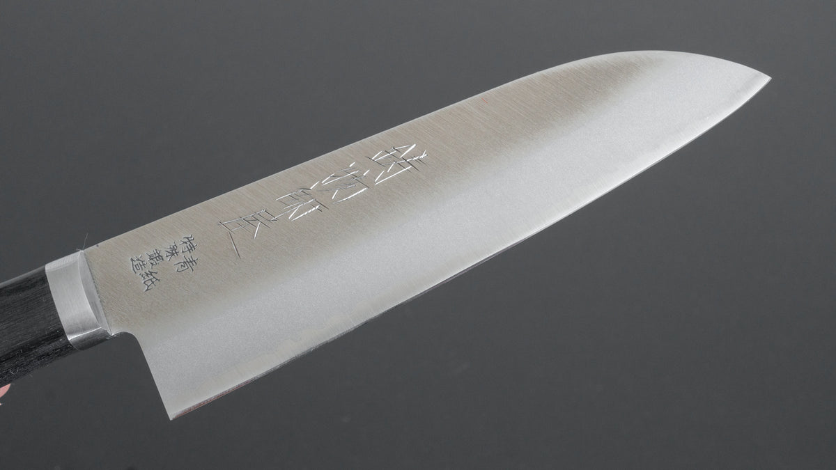 Hitohira Imojiya MZ Blue #2 Stainless Clad Santoku 145mm Pakka Handle
