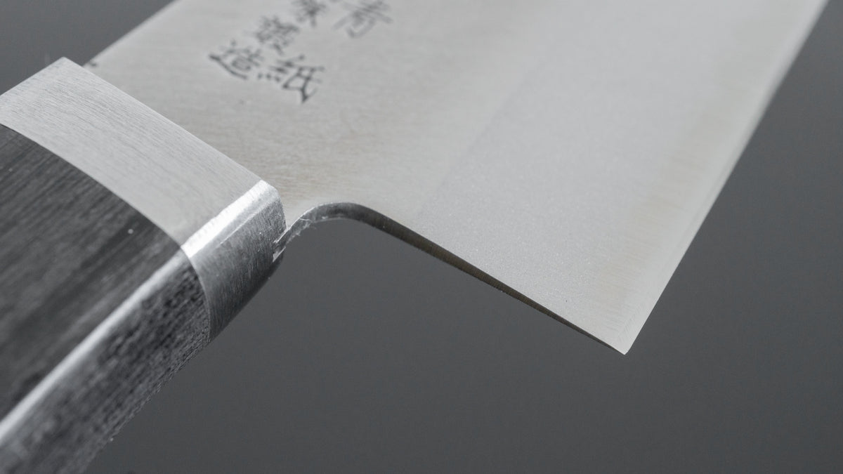 Hitohira Imojiya MZ Blue #2 Stainless Clad Santoku 145mm Pakka Handle