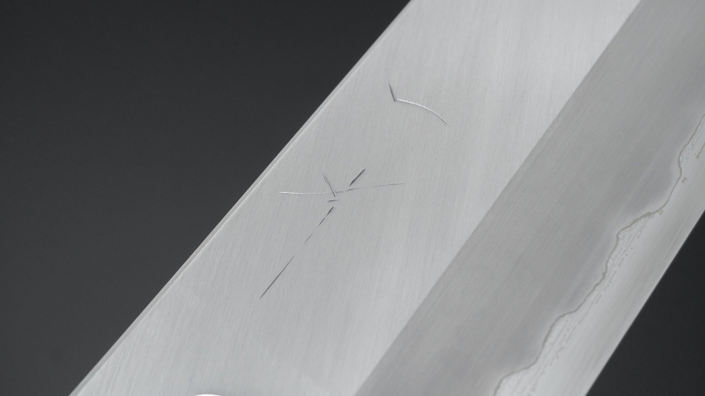 Hitohira Togashi Blue #1 Stainless Clad Migaki Nakiri 180mm Taihei Ebony Handle