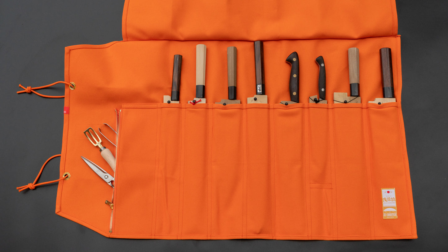 HI-CONDITION Hanpu Canvas 9 Pockets Knife Roll Orange