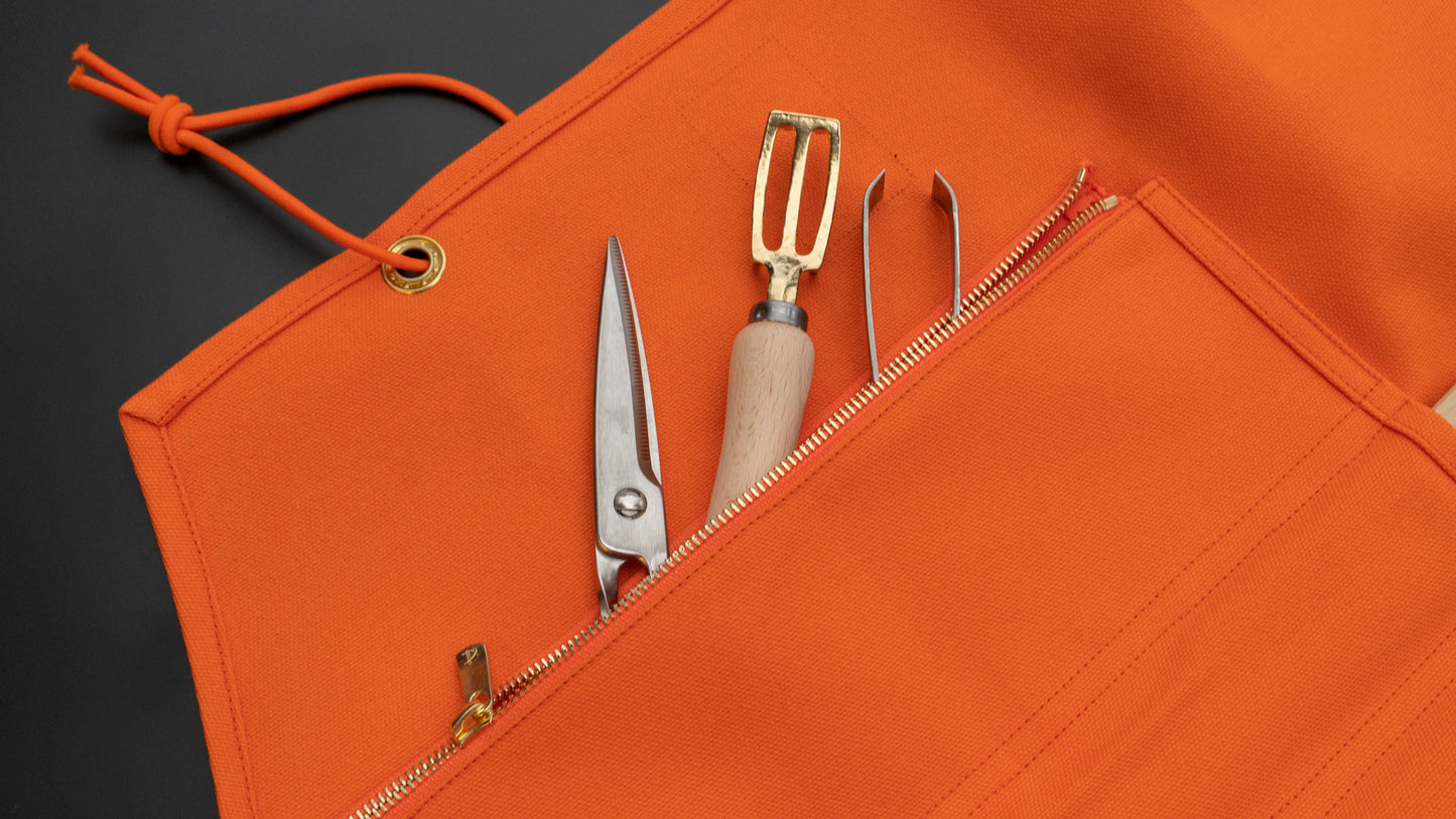 HI-CONDITION Hanpu Canvas 9 Pockets Knife Roll Orange