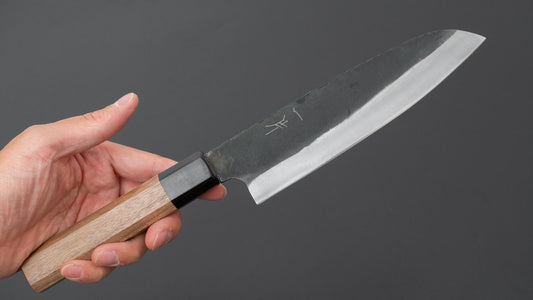 Hitohira Hizen Kurouchi Blue #1 Santoku 165 mm walnoot handvat