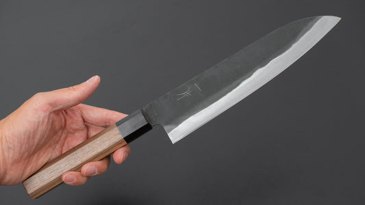 Hitohira Hizen Kurouchi Blue #1 Gyuto 210 mm walnoot handvat