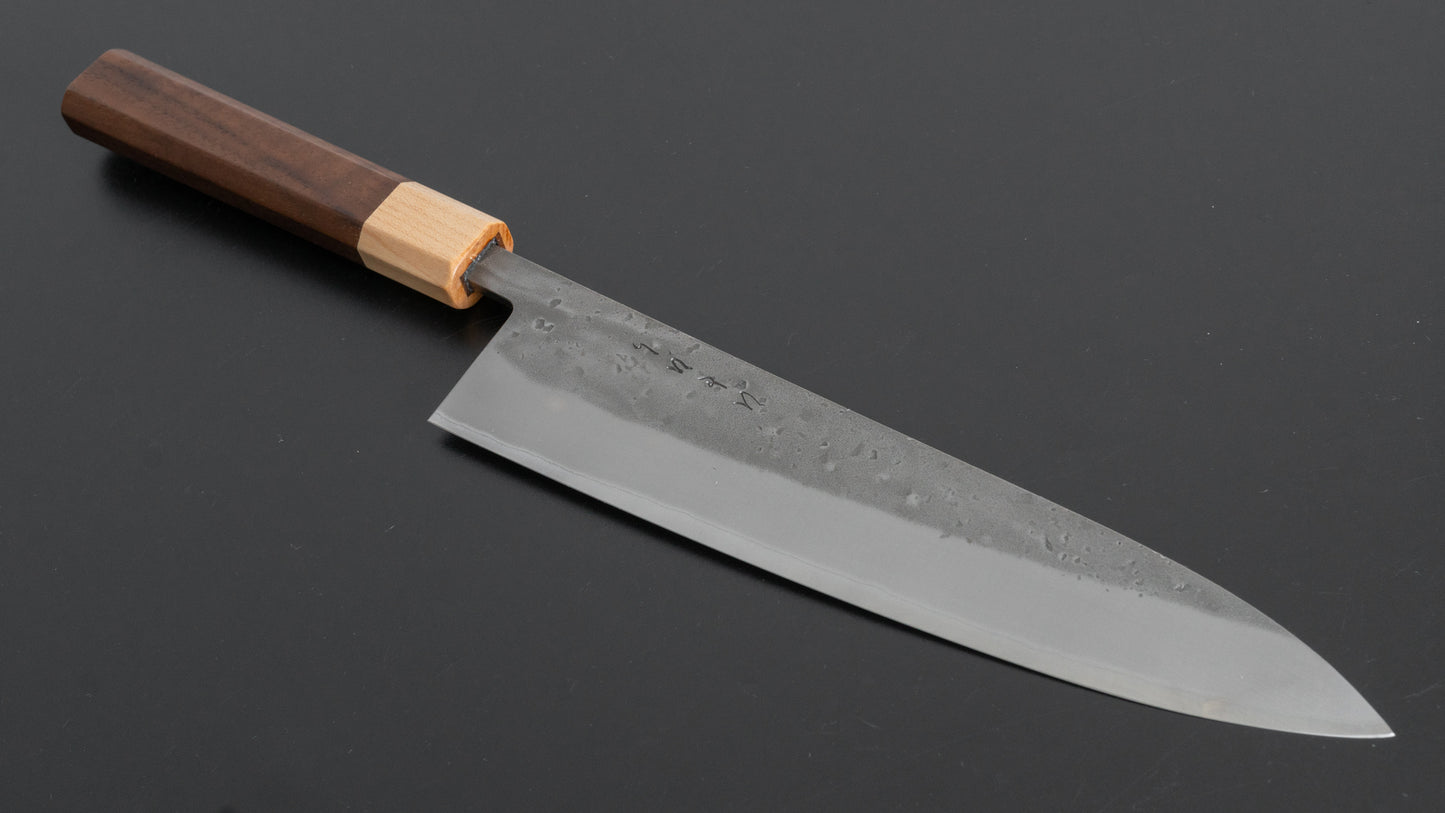 Hitohira TD Blue #2 Stainless Clad Nashiji Gyuto 210mm Walnut Handle