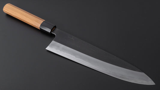 Hitohira Tanaka Kyuzo Blue #1 Kurouchi Gyuto 240mm Yakusugi Cedar Handle (Extra Height)
