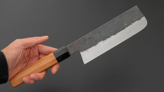 Isamitsu White #1 Stainless Clad Kurouchi Nakiri 165mm Yakusugi Cedar Handle