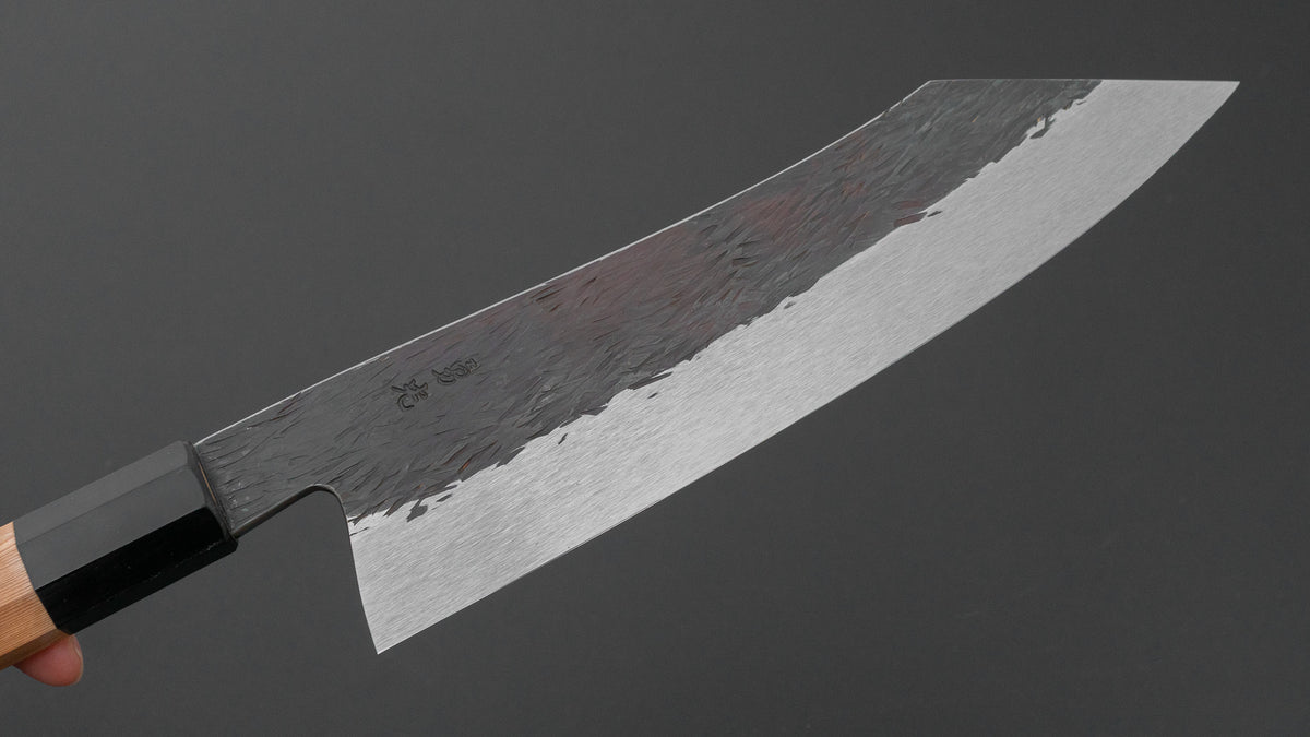 Isamitsu White #1 Stainless Clad Kurouchi Kiritsuke Gyuto 210mm Yakusugi Cedar Handle