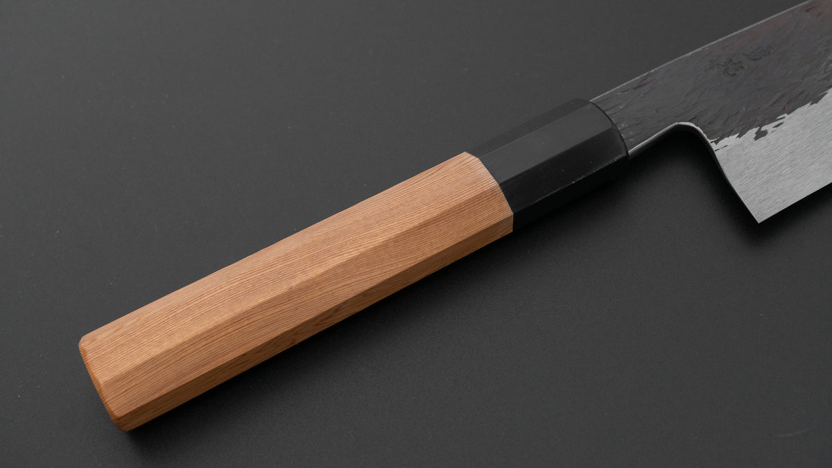 Isamitsu White #1 Stainless Clad Kurouchi Kiritsuke Gyuto 210mm Yakusugi Cedar Handle