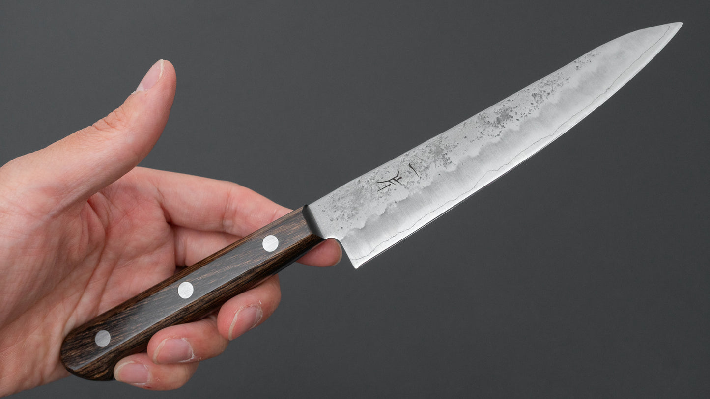 Hitohira Futana S3 Nashiji Petty 135 mm bruin Pakka-handvat (geen bolster)