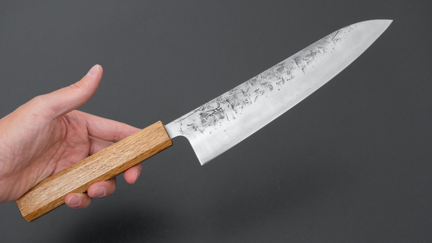 Hitohira Futana SLD Nashiji Gyuto 210 mm eikenhouten handvat