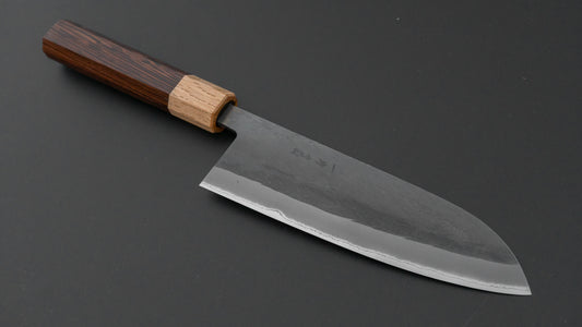 Hitohira TD Blue #2 Stainless Clad Kurouchi Santoku 165mm Wenge Handle