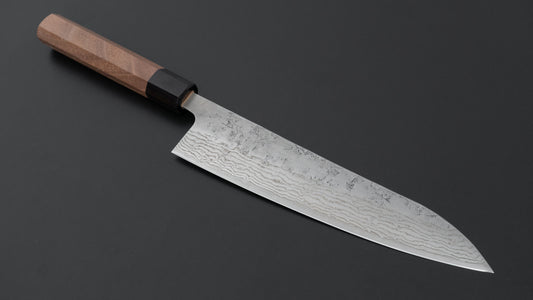 Hitohira Futana Swedish Stainless Nashiji Damascus Gyuto 210mm Walnut Handle