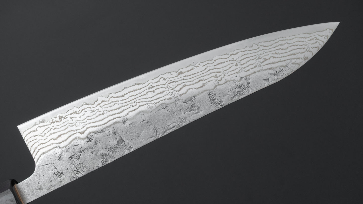 Hitohira Futana Swedish Stainless Nashiji Damascus Gyuto 210mm Walnut Handle
