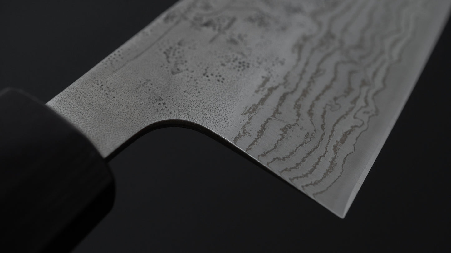 Hitohira Futana Zweedse roestvrijstalen Nashiji Damascus Gyuto 210 mm walnoothouten handvat