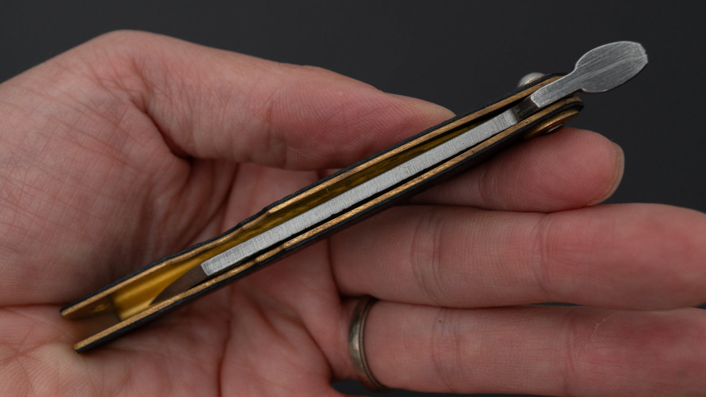Higonokami VG10 Folding Knife Large Brass Handle (Leather)