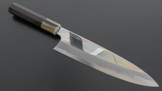 Hitohira Togashi Blue #1 Stainless Clad Mirror Polished Gyuto 210mm Taihei Makassar Ebony Handle