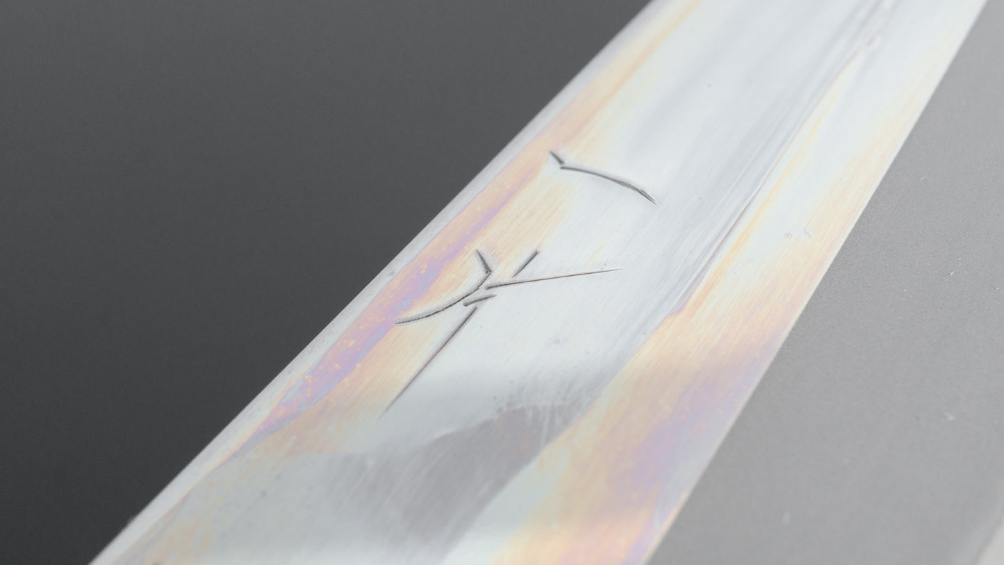 Hitohira Togashi Blue #1 Stainless Clad Mirror Polished Gyuto 210mm Taihei Makassar Ebony Handle