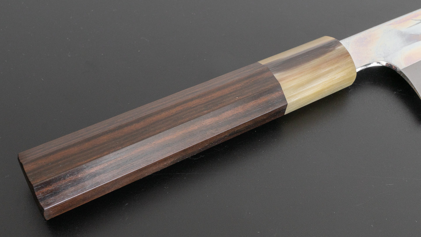 Hitohira Togashi Blue #1 Stainless Clad Mirror Polished Gyuto 210mm Taihei Makassar Ebony Handle