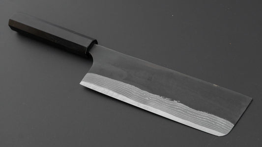 Kajibei Kurouchi Blue #2 Damascus Nakiri Ebony Handle