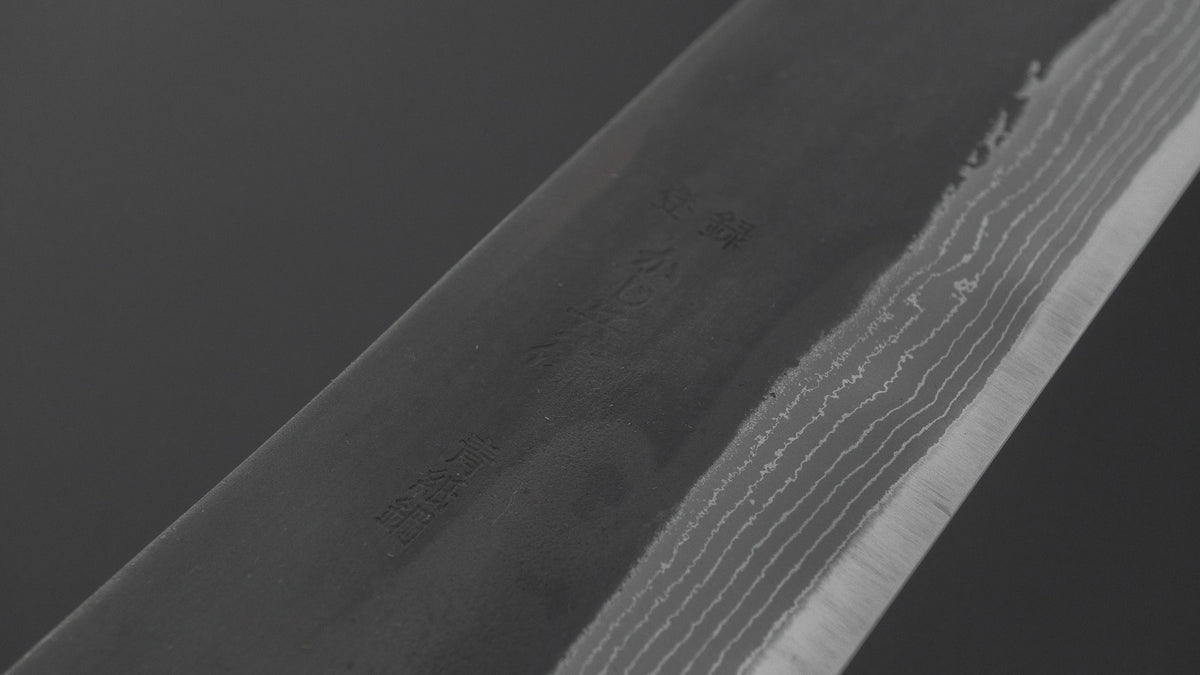 Kajibei Kurouchi Blue #2 Damascus Nakiri Ebony Handle