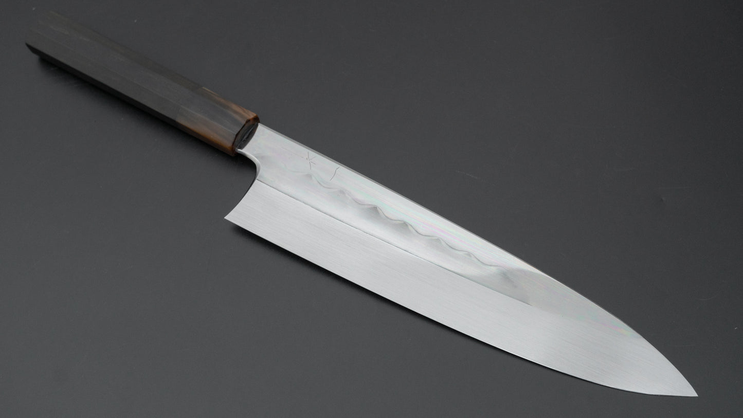 Hitohira Togashi White #1 Mizu Honyaki Gyuto 240mm Taihei Ebony Handle (#081/ Saya)